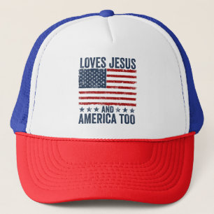 Lieben Jesus und Amerika zu Gott Christlichen 4. Truckerkappe