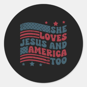 Lieben Jesus und Amerika zu Patriotisch Christlich Runder Aufkleber