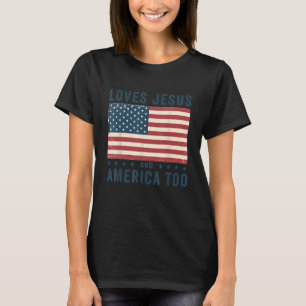 Lieben Jesus und Amerika zu USA Flag Patriotic Chr T-Shirt