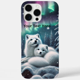 Liebende arktische Füchse Nordlichtschneewald iPhone 16 Pro Max Hülle