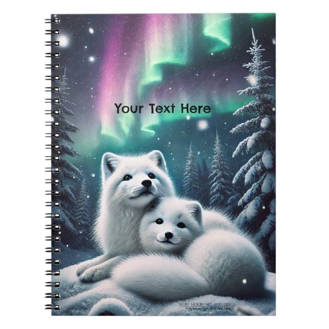 Liebende arktische Füchse Nordlichtschneewald Notizblock (Vorderseite)