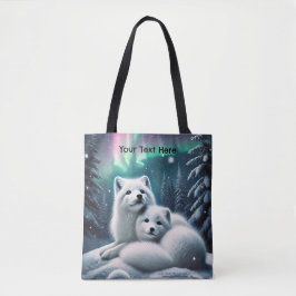 Liebende arktische Füchse Nordlichtschneewald Tasche