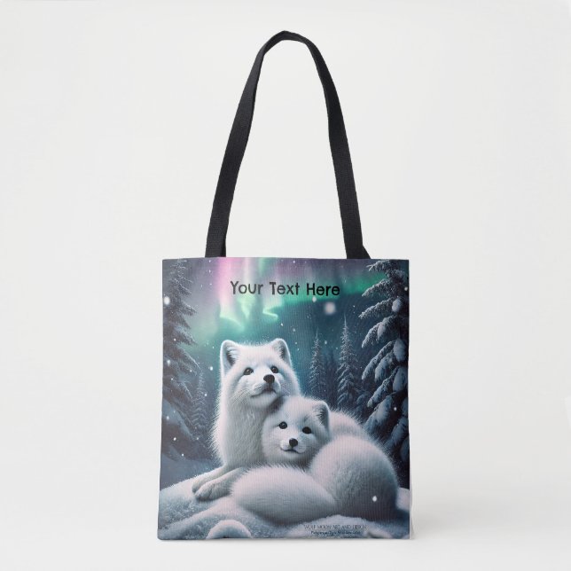 Liebende arktische Füchse Nordlichtschneewald Tasche (Vorderseite)