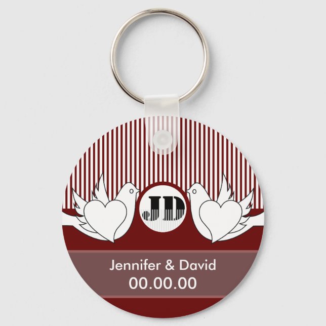 Liebende Doves Hochzeit Schlüsselanhänger (Vorderseite)