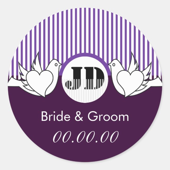Liebende Doves Hochzeitskleber Runder Aufkleber (Vorderseite)