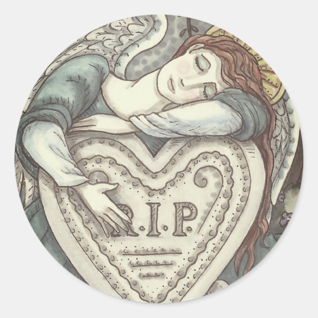 LIEBENDE GARDISCHE ANGEL-FRIEDHOF-STICKER RUNDER AUFKLEBER (Vorderseite)