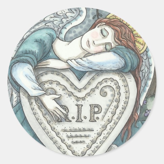 LIEBENDE GARDISCHE ANGEL-FRIEDHOF-STICKER RUNDER AUFKLEBER (Vorderseite)