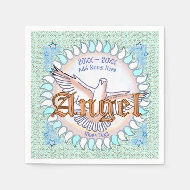 Liebende Gedächtnisangel-Taube Serviette (Vorderseite)