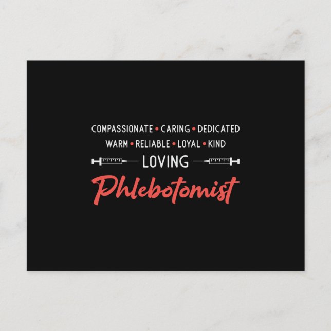 Liebende Phlebotomist Phlebotomie Doktor Nurse Ges Postkarte (Vorderseite)
