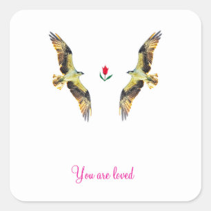 Liebende Vögel. Ospreys Quadratischer Aufkleber