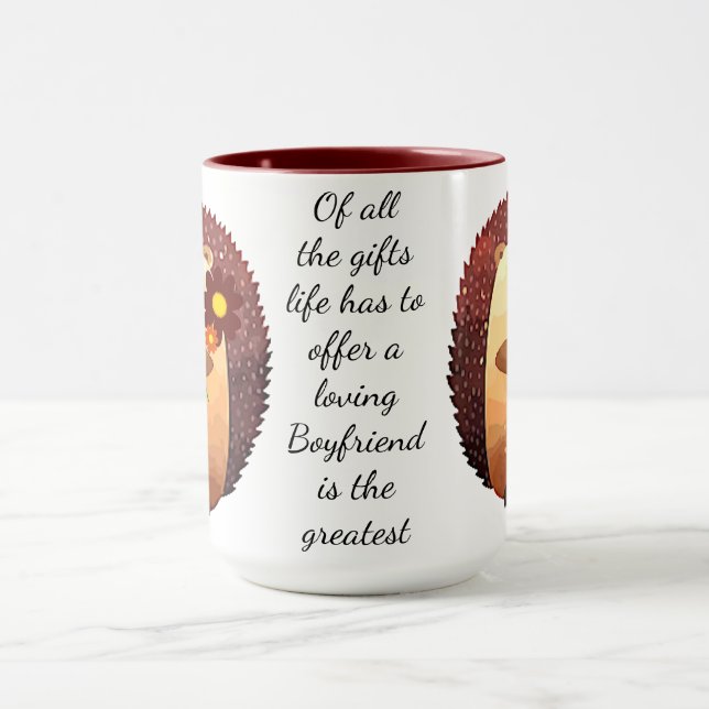 Liebender Boyfriend Inspiration Quote Igel Tasse (Zentrum)