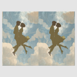 Liebendes Paar in der Blaue Himmel Collage Seidenpapier