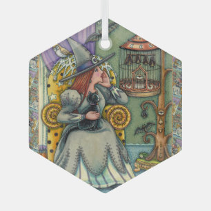 LIEBENSWERT HHEXE, KATZE & IHRE HAUSTIERE, FLEDERM ORNAMENT AUS GLAS