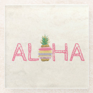 Liebenswerte Aloha Hawaiianische Gestreifte Ananas Glasuntersetzer