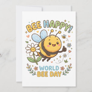 Liebenswerte "Bee Happy!"-Illustration für den Wel Mitteilungskarte