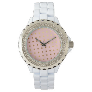 Liebenswerte falsche Gold-Polka-Punkte-Blumen Armbanduhr