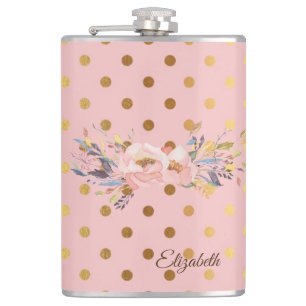 Liebenswerte falsche Gold Punkte Blumen Flachmann