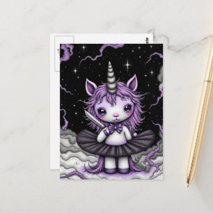 Liebenswerte Fantasy-Lila-Einhorn-Tutu mit Messer  Postkarte