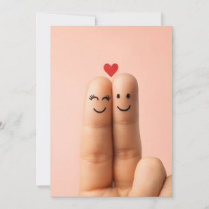 Liebenswerte Fingerpaar-Kunst, süße Gesichter auf Einladung