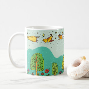 Liebenswerte fliegende Katzen Kaffeetasse