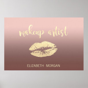Liebenswerte glitzernde Lippen, Kuss, Maskenbildne Poster