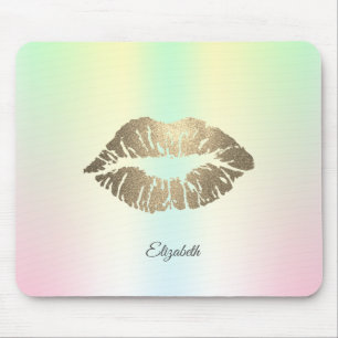 Liebenswerte goldene Glitter-Lippen schillernd Mousepad