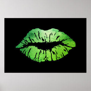 Liebenswerte Grüne Lippen,Kuss Poster