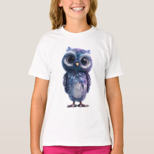 Liebenswerte Lila-Galaxie-Feder-Eule Kinder T-Shirt