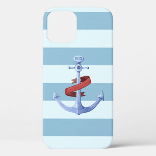 Liebenswerte nautische Anker-Lindblau-Streifen Case-Mate iPhone Hülle