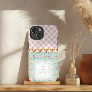 Liebenswerte Rose Karo Pastell Blumen Gold Tauben Case-Mate iPhone Hülle