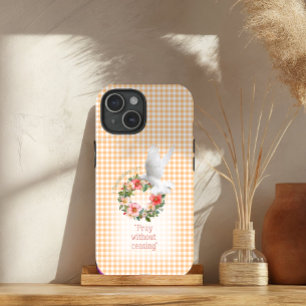 Liebenswerter Pfirsich-Karo-Rosenkranz Weiße Taube Case-Mate iPhone Hülle