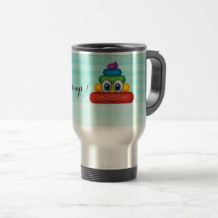 Liebenswerter Regenbogen-Kot Emoji -Sei immer glüc Reisebecher