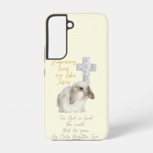 Liebenswerter religiöser gelber Punkt-Hasen-Blumen Samsung Galaxy Hülle
