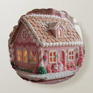 liebenswerter rosa Lebkuchen Rundes Kissen