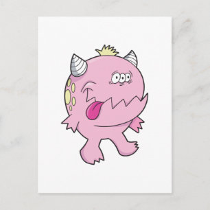 liebenswerter rosa Zungen-Beißer-Monster Postkarte