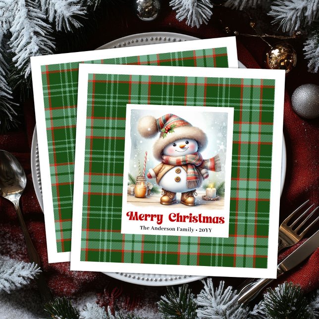 Liebenswerter Süßer Weihnachts-Schneemann Editierb Serviette (Adorable Cute Christmas Snowman Editable Napkins )