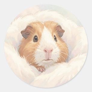 Liebenswertes Fluffiges Meerschweinchen-Porträt Runder Aufkleber