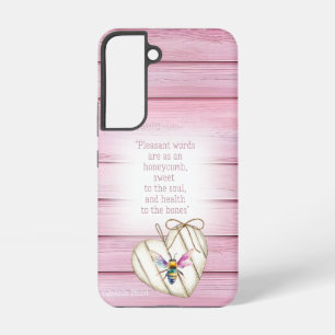 Liebenswertes Pastellrosa Holzherz Regenbogen Bien Samsung Galaxy Hülle