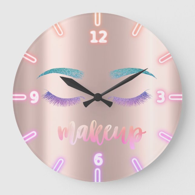 Liebenswürdig Cool Trendy Rose Gold Glitter Falsch Große Wanduhr (Vorderseite)