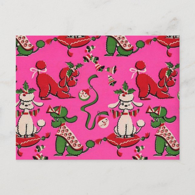 Liebenswürdig Mid-century MCM holiday poodles on P Postkarte (Vorderseite)
