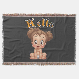Liebenswürdige Cartoon Baby Sitting Cheerfully wit Decke