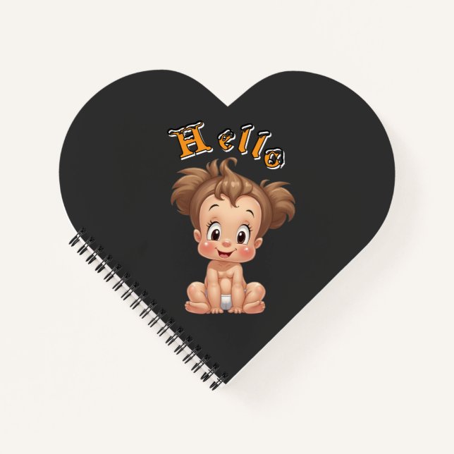 Liebenswürdige Cartoon Baby Sitting Cheerfully wit Notizbuch (Vorderseite)