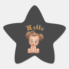 Liebenswürdige Cartoon Baby Sitting Cheerfully wit Stern-Aufkleber