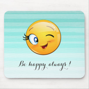 Liebenswürdiger zwinkerndes Emoji-Gesicht - Sei im Mousepad