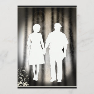 Liebepaar-Silhouette-Verlobungs- oder Ankündigung