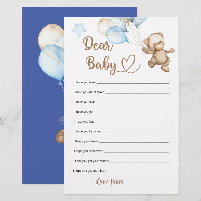 Lieber Baby Teddy Bear Baby Shower (Vorne/Hinten)