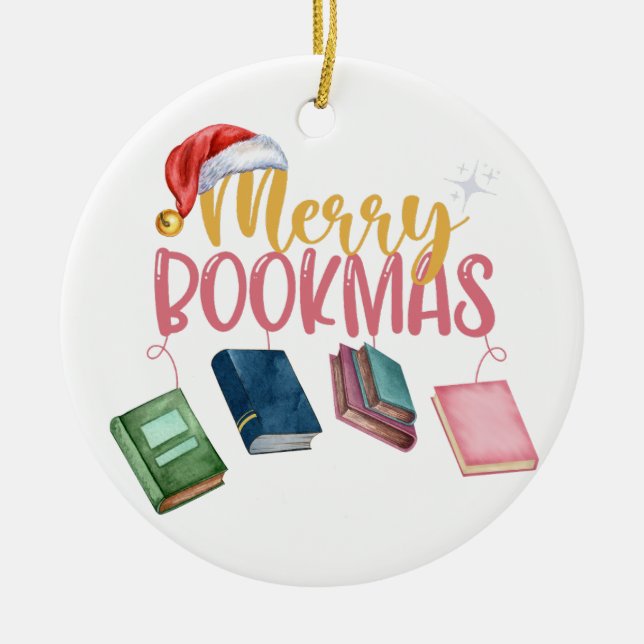 Lieber Buchwürmer, lustige Bookmas! Keramik Ornament (Vorne)