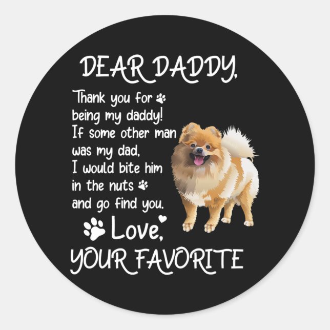 Lieber Daddy Spitz Dog Vater Vatertag Runder Aufkleber (Vorderseite)