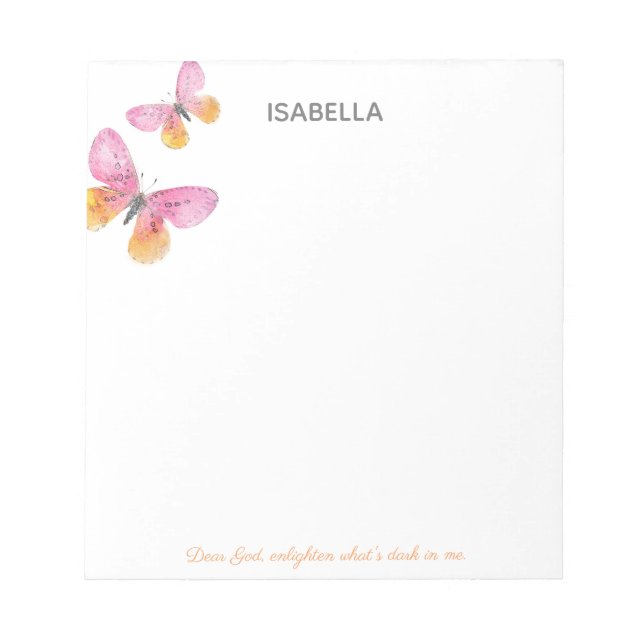 Lieber Gott, erleuchte was dunkles Butterfly Notep Notizblock (Vorderseite)