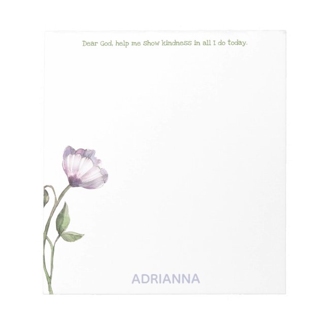 Lieber Gott, hilf mir, floraler Notepad Notizblock (Vorderseite)